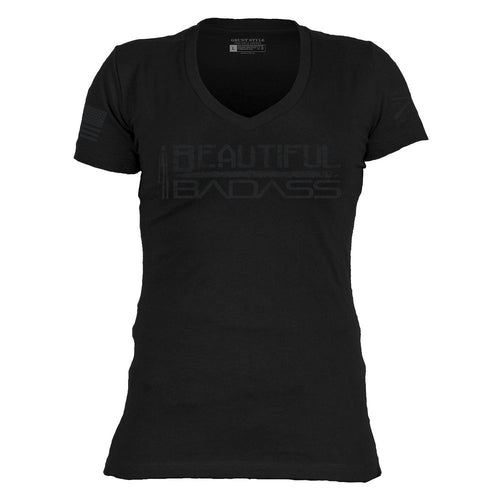 Grunt Style Women's Blackened Beautiful Badass V-Neck - Black