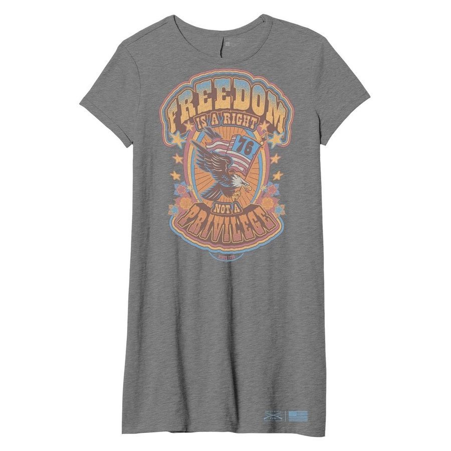 Women's Freedom Is A Right Shirt Dress - Dark Heather Grey Women's Freedom Is A Right Shirt Dress - Dark Heather Grey