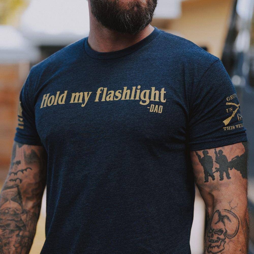 Hold My Flashlight funny shirts for dads 