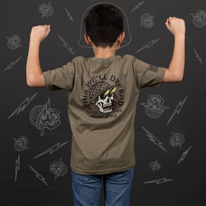 Youth Death Skull T-Shirt - Military Green