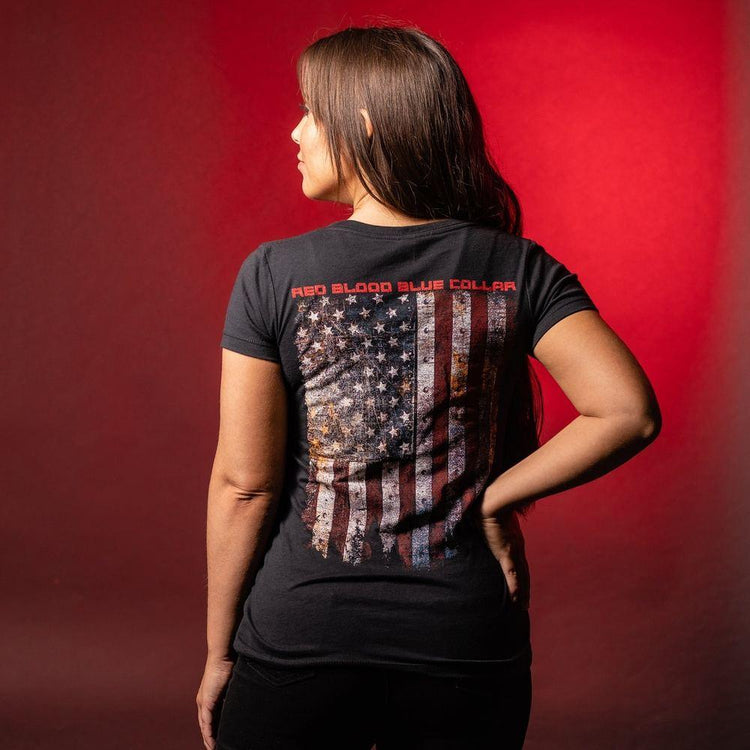 Patriotic Shirts for Women - Red Blood Blue Collar