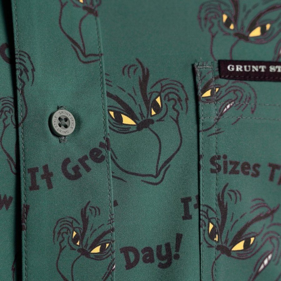 Grunt Style Grinch Grows Button Down