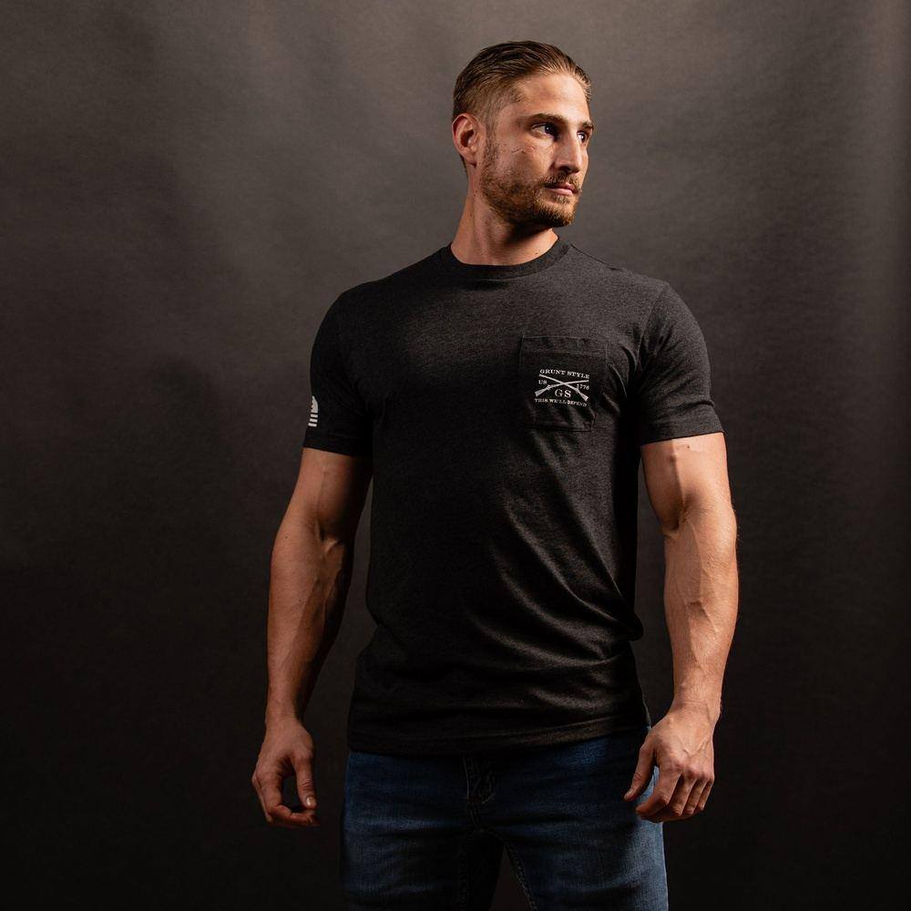 1776 Flag Pocket T-Shirt - Black Heather