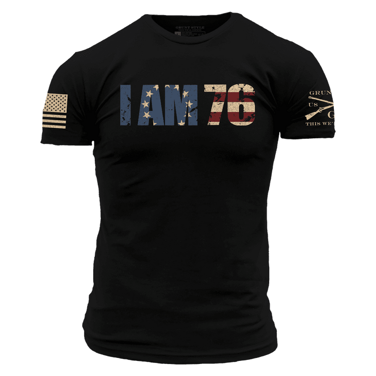 Patriotic T-Shirt - I Am 76 - Black 