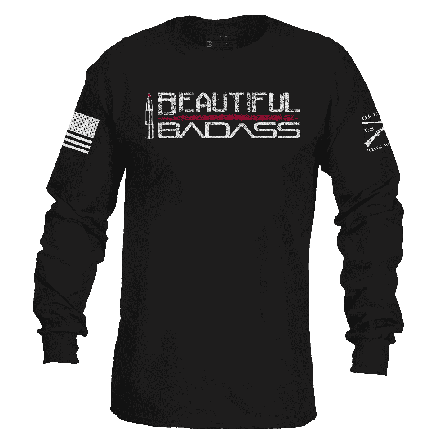 Women s Patriotic Shirts Beautiful Badass Long Sleeve