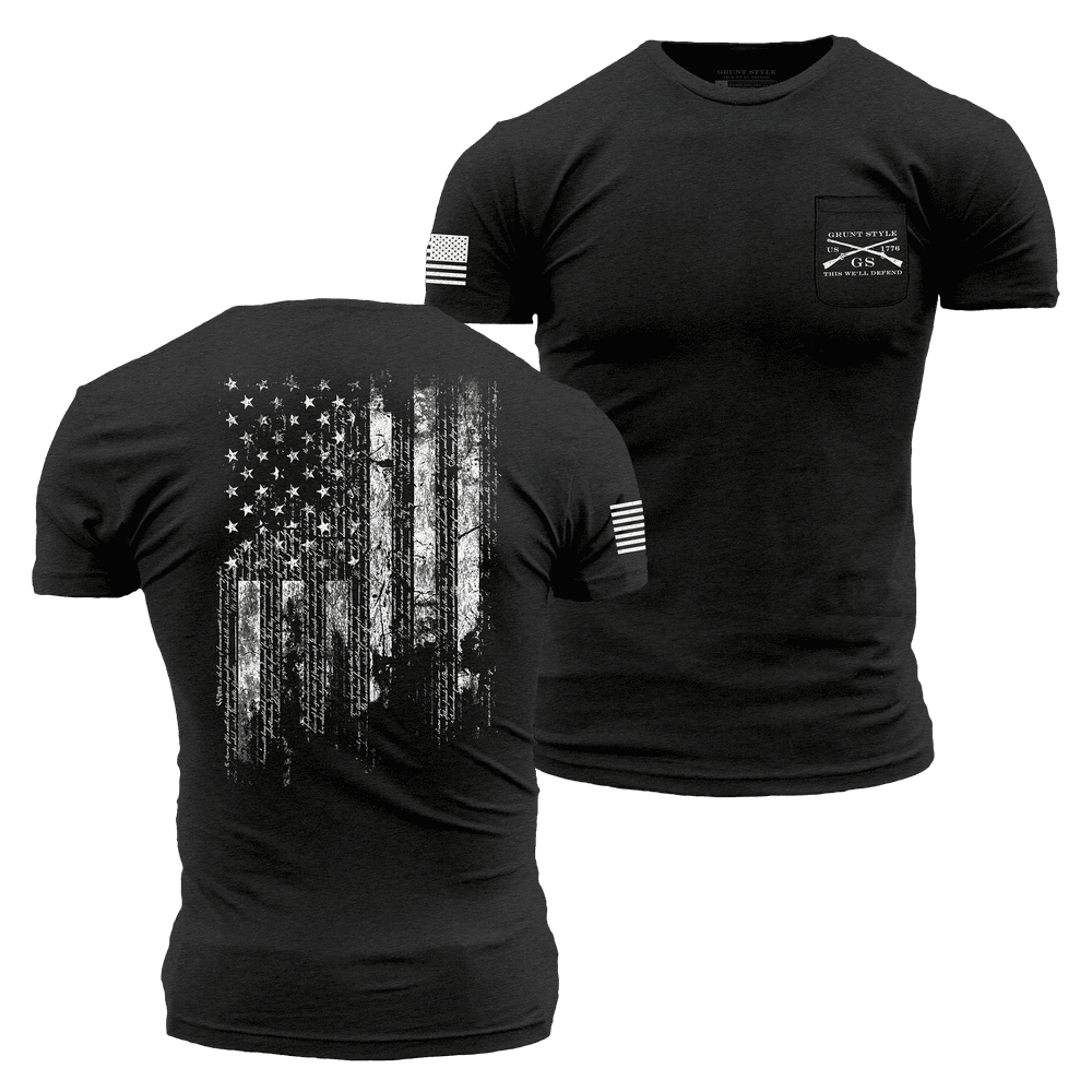 1776 Flag Pocket T-Shirt - Black Heather