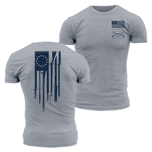 Betsy Rifle Flag T-Shirt - Dark Heather Gray