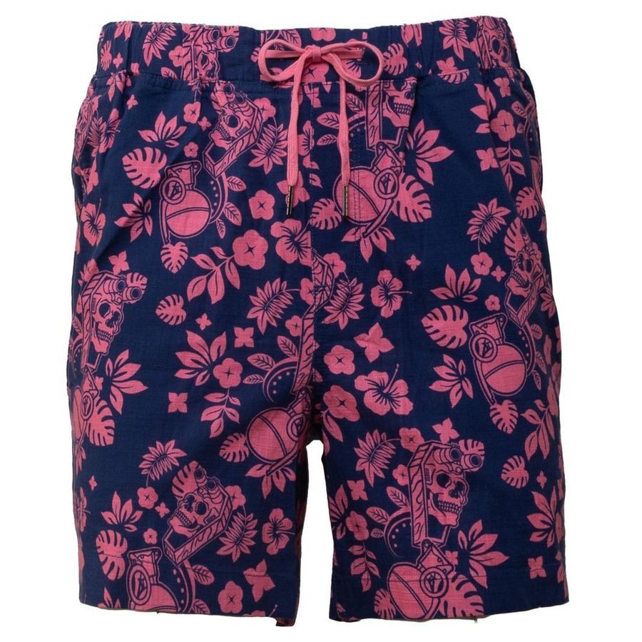 Getaway Casual Shorts - Tropical Death - Navy/Pink – Grunt Style, LLC