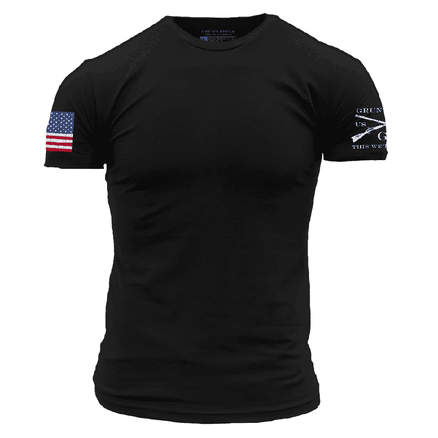 thumbnail image 2 of USA Flag Basic T-Shirts - Black - 5 Pack - Patriotic Apparel 2 of 12