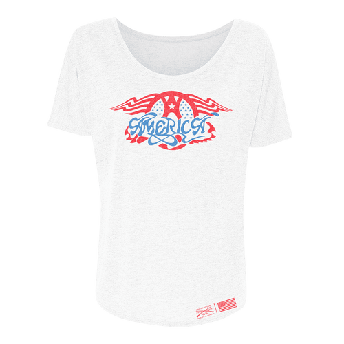 Grunt Style Women's AeroAmerica Slouchy Fit T-Shirt - White T-Shirt