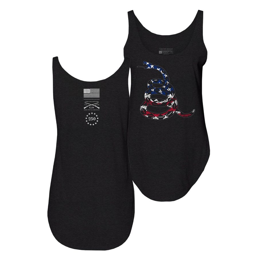 ifsixwasnine FLAG総柄タンクトップ Women's Freedom Gadsden Flowy Tank - Black – Grunt Style, LLC