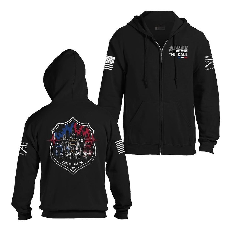 First In, Last Out Full-Zip Hoodie - Black – Grunt Style