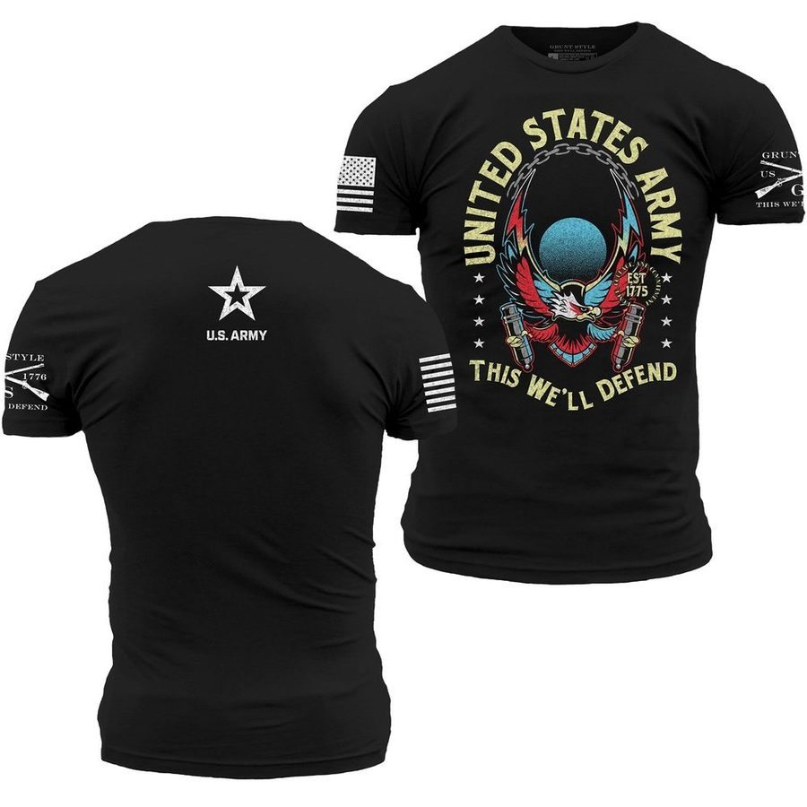 defend your style タンクトップ Army - This We'll Defend T-Shirt - Black – Grunt Style, LLC