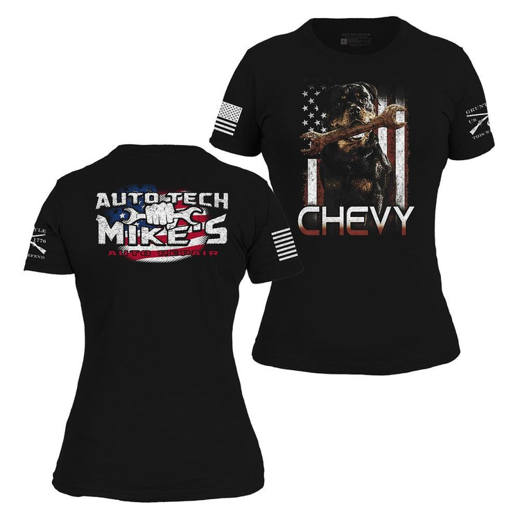 Chevy the mascot Autotech Mike Ladies T-Shirt