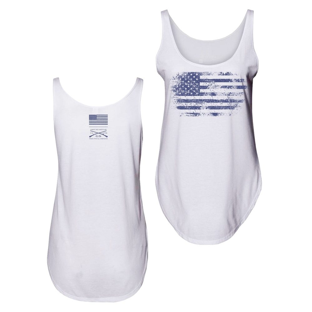 Women's Vintage American Flowy Tank - White – Grunt Style, LLC