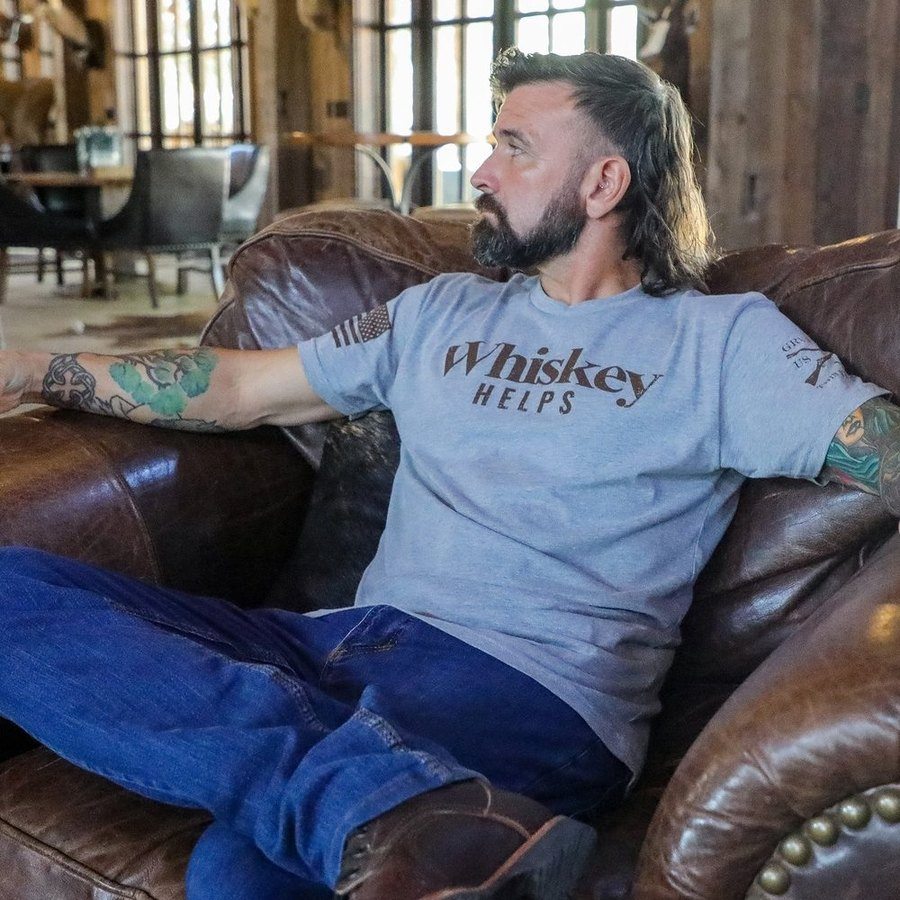 Grunt Style Whiskey Helps™ T-Shirt - Dark Heather Gray T-Shirt