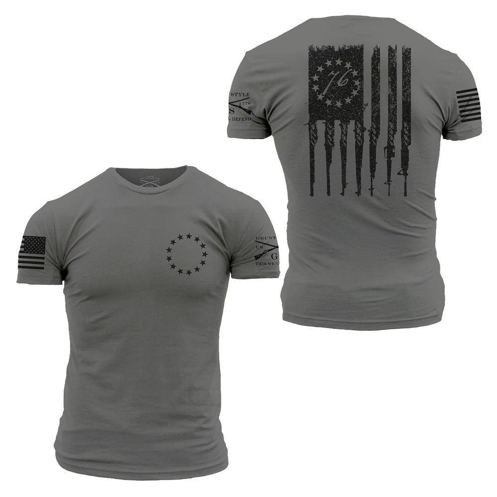 B Rifle Flag T-Shirt - Heavy Metal