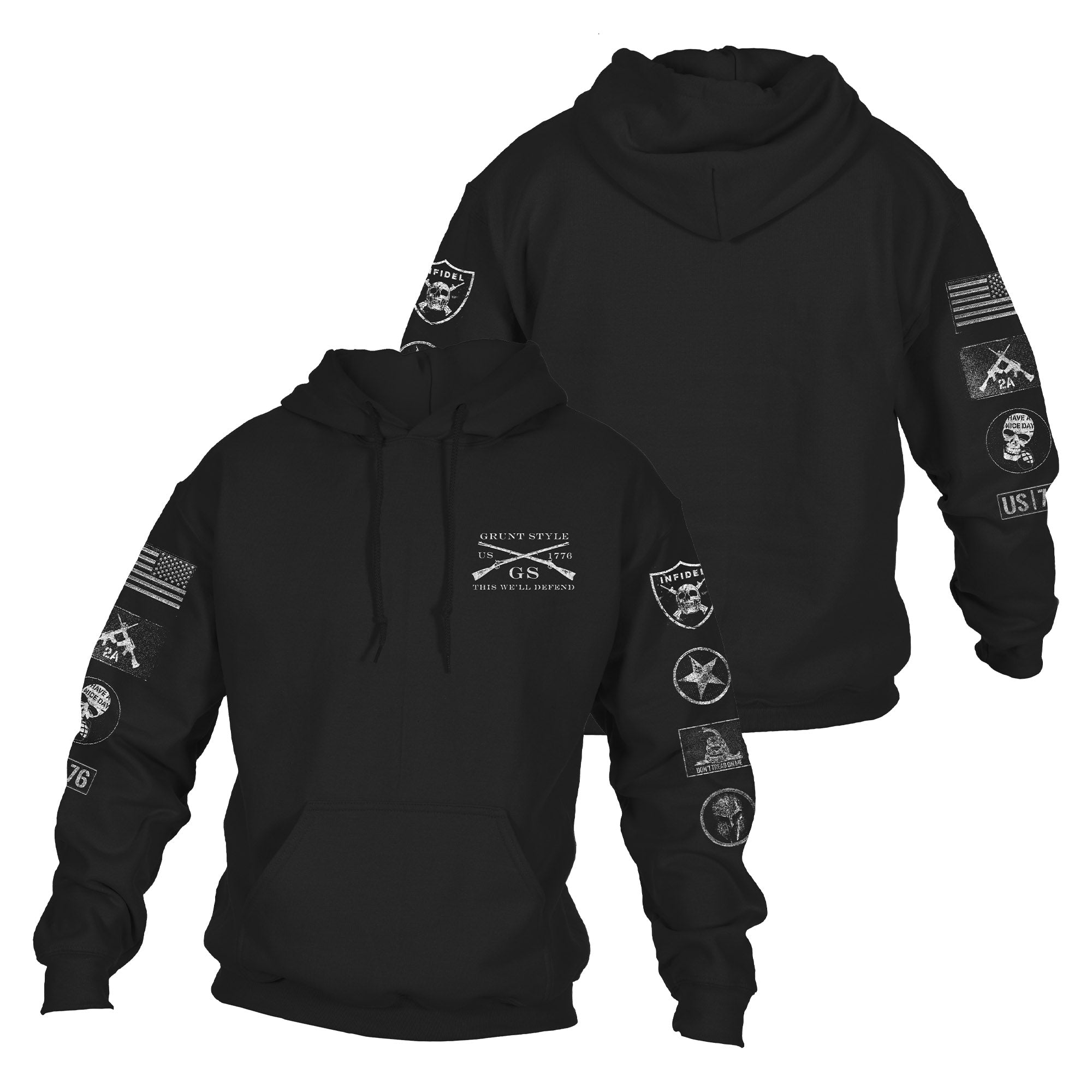 Graphic Pullover Hoodies | Black Patch Sweatshirt – Grunt Style, LLC