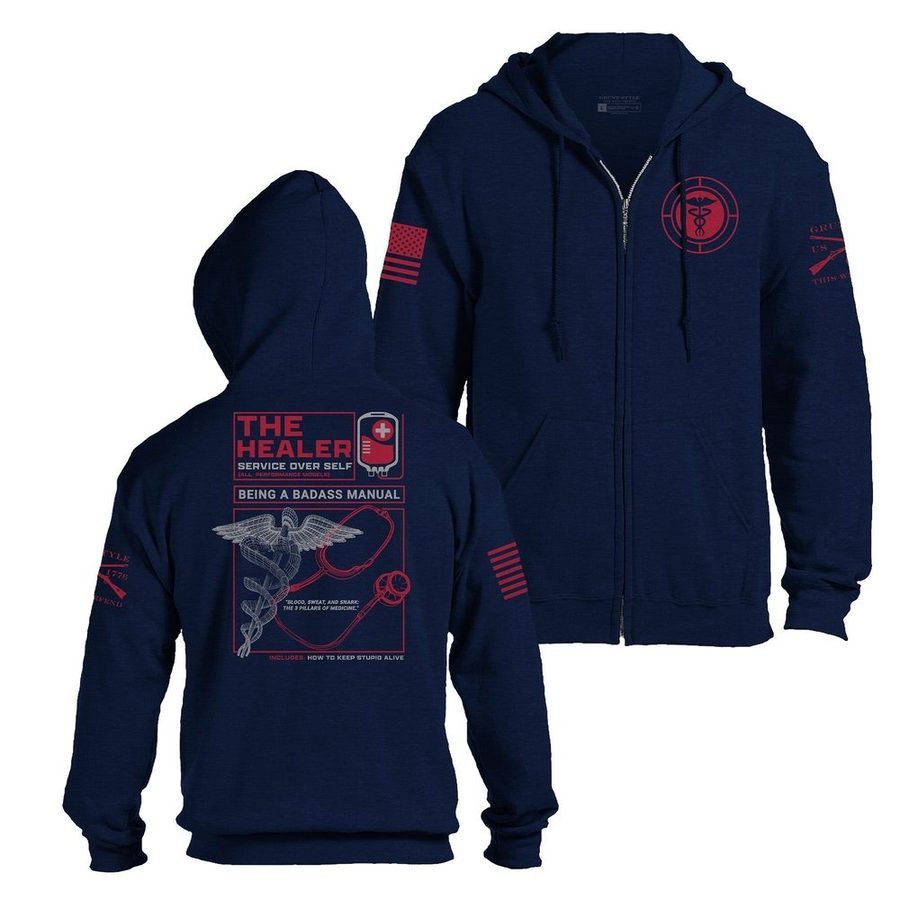 Grunt Style The Healer Full-Zip Hoodie - Navy full-zip hoods