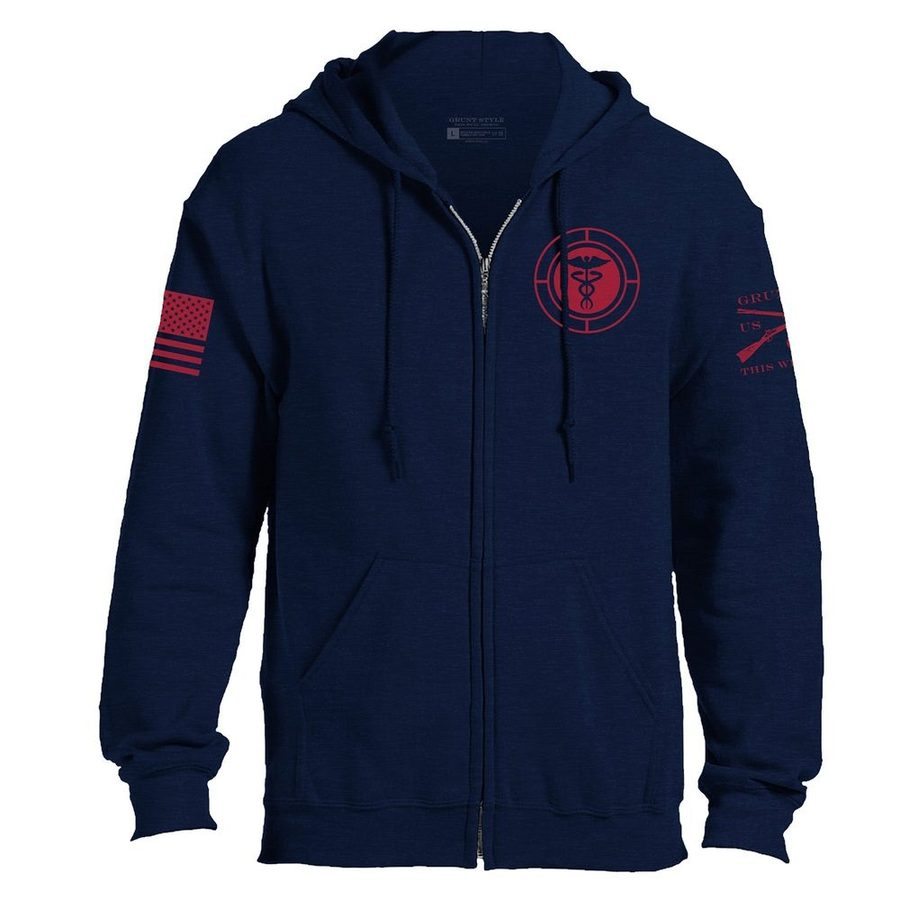 Grunt Style The Healer Full-Zip Hoodie - Navy full-zip hoods