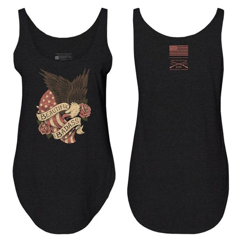 Grunt Style Women's Beautiful Badass Revolution Flowy Tank - Black tanks