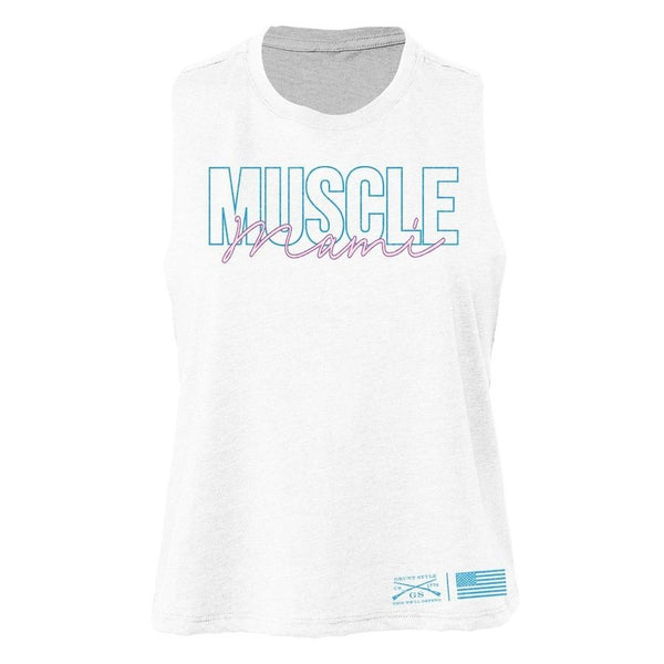 Women's Muscle Mami Racerback Cropped Tank - White – Grunt Style, LLC