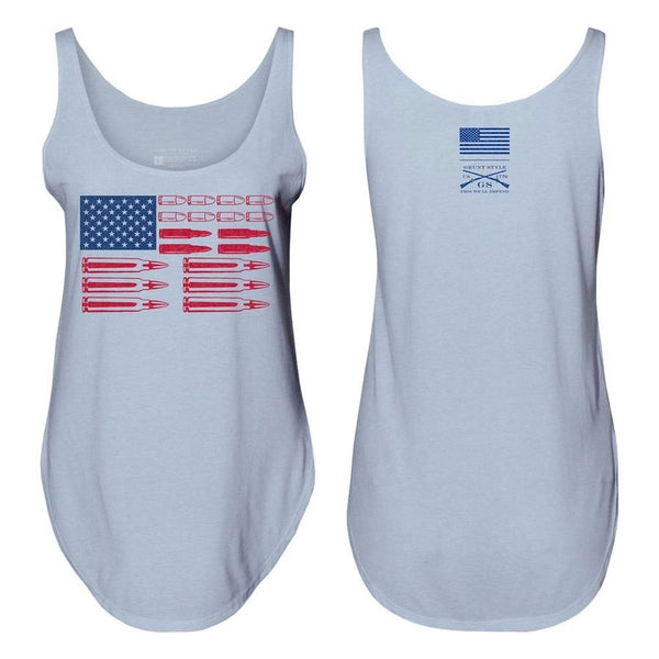 Women's Ammo Flag 2.0 Flowy Tank - Stonewash Denim – Grunt Style, LLC