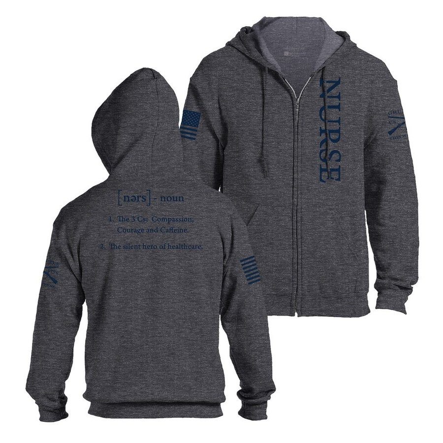 Grunt Style Nurse Defined Full-Zip Hoodie - Dark Heather Gray full-zip hoods