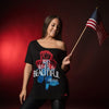 Grunt Style Women's Red, White & Beautiful Slouchy T-Shirt - Black T-Shirt