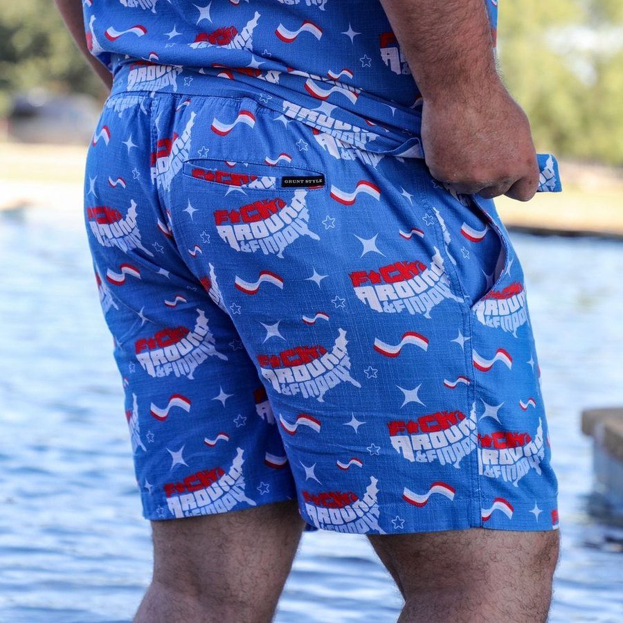 Getaway Casual Shorts - FAFO - Light Blue – Grunt Style, LLC