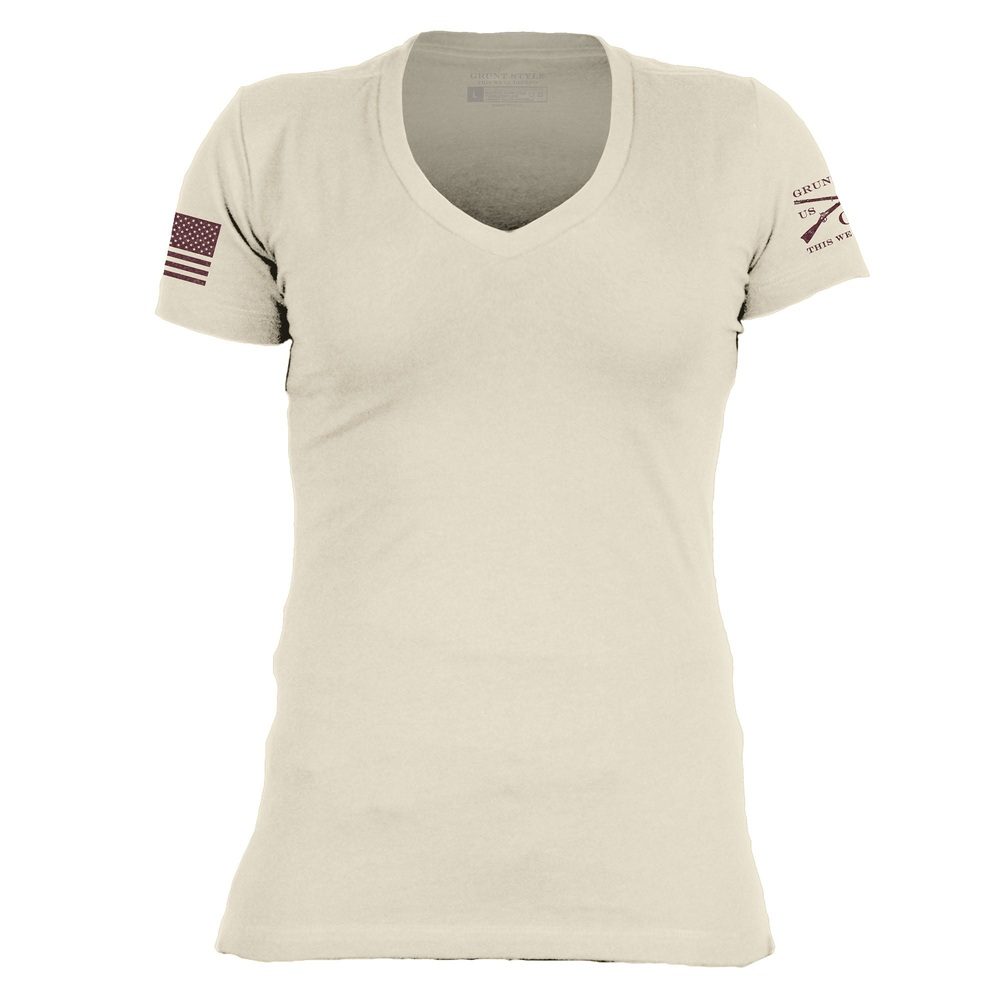 Grunt Style Women's Essential Patriot V-Neck - Sand T-Shirt
