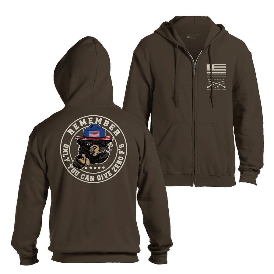 Grunt Style Give Zero F Full-Zip Hoodie - Dark Chocolate full-zip hoods