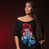 Grunt Style Women's Red, White & Beautiful Slouchy T-Shirt - Black T-Shirt