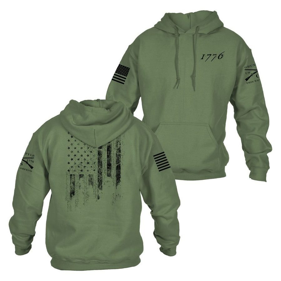 1776 Flag Hoodie - Military Green