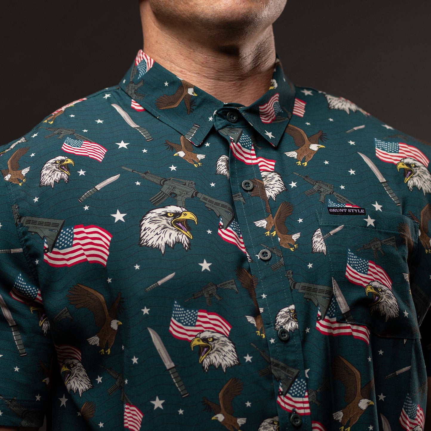 Patriotic Button Up Shirt for Men 