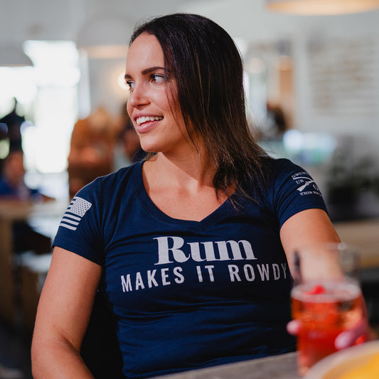 Women's Rum Makes It Rowdy V-Neck - Midnight Navy