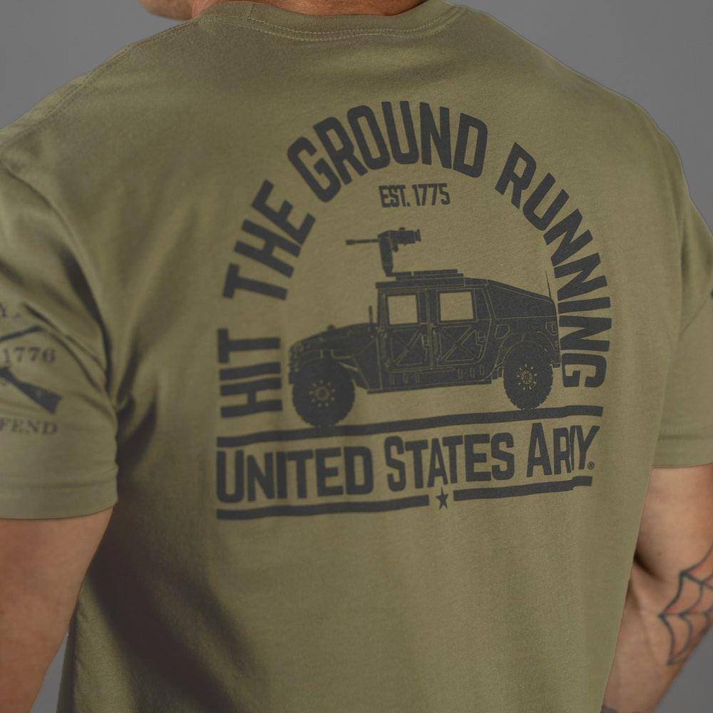 Army Hit The Ground Running T-Shirt Military Green