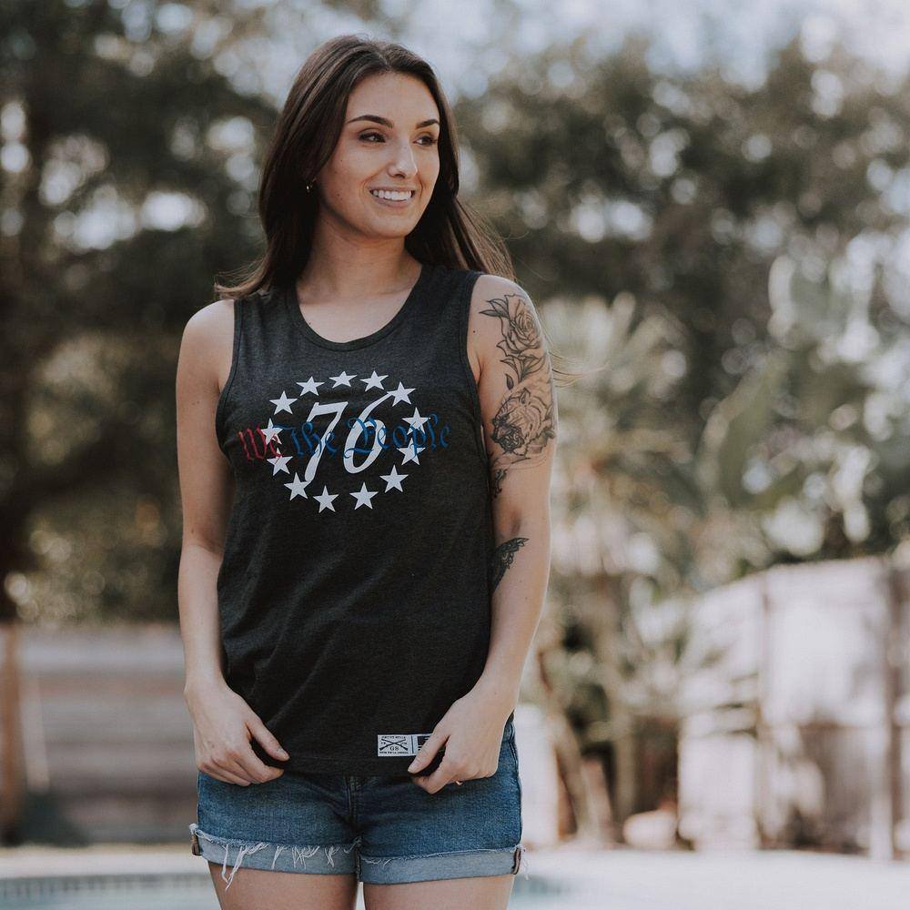 Women's Patriotic 'Merica' Tank Top - 4th Of July Sleeveless Tee In Gray