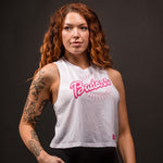 White and Pink Women's Workout Cropped Tank Top
