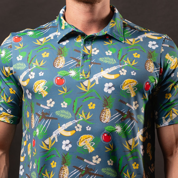 Hawaiian Print Polo for Summer - Second Amendment Shirts 