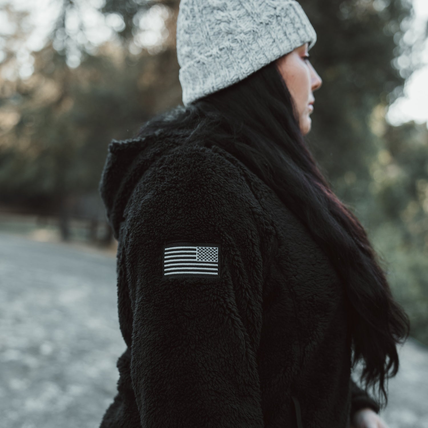 women sherpa jacket - patriotic apparel 