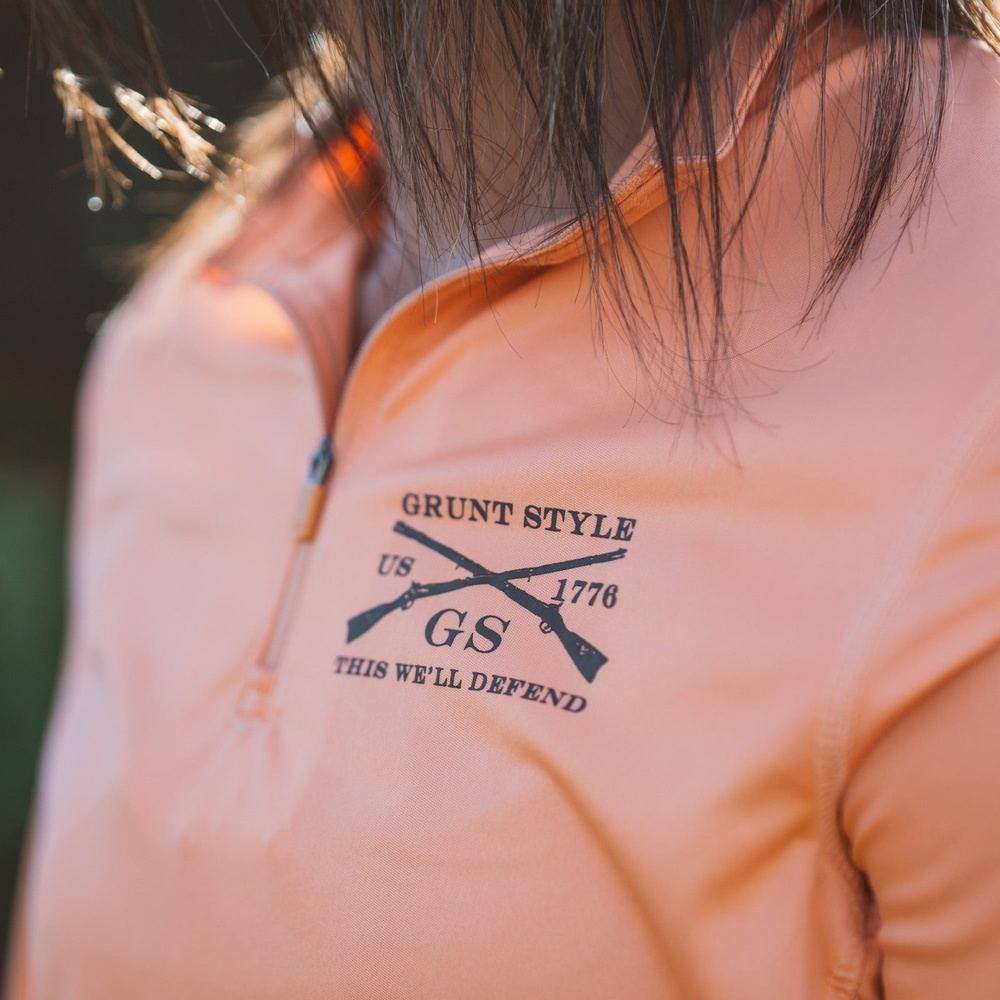 Women's UPF Fishing Shirt - 1/4 Zip - Apricot Crush – Grunt Style, LLC
