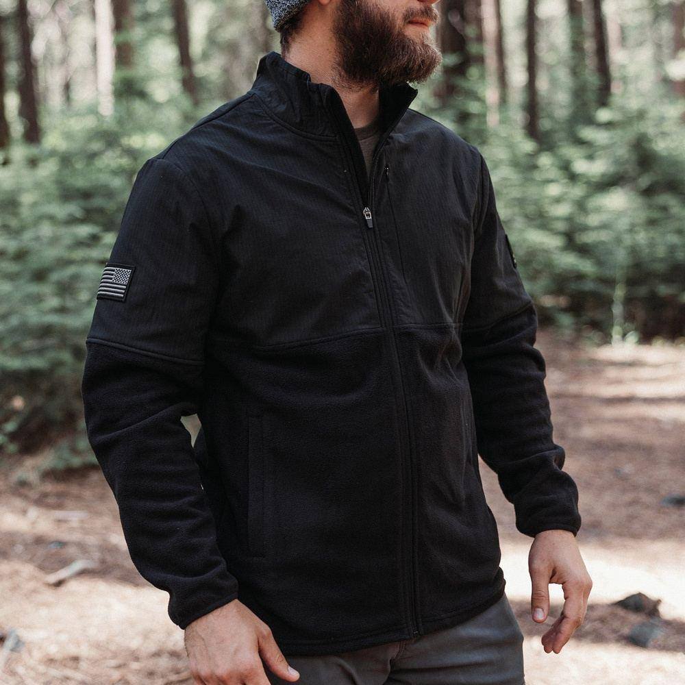 Men's Ripstop Hybrid Fleece Full-Zip Jacket - Black – Grunt Style, LLC