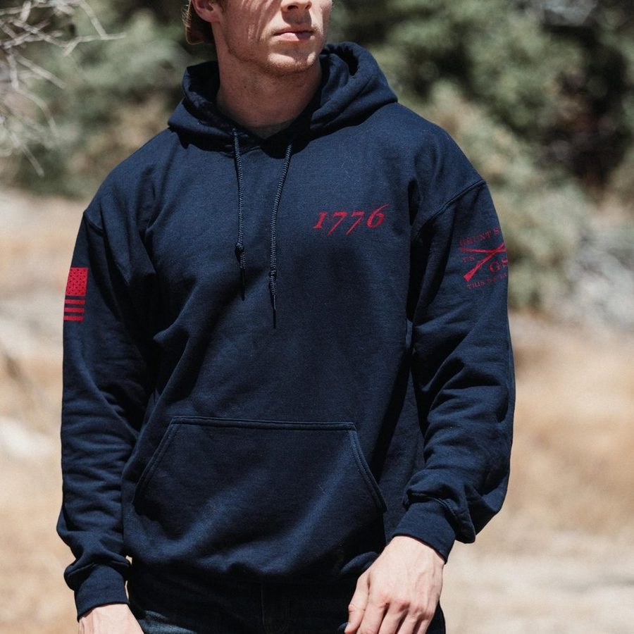 La Police Gear Men's 1776 Flag Zip-Up Hoodie | Black | Medium | Cotton