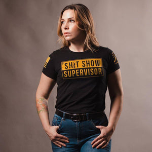 Women's Sh*t Show Supervisor Slim Fit T-Shirt - Black