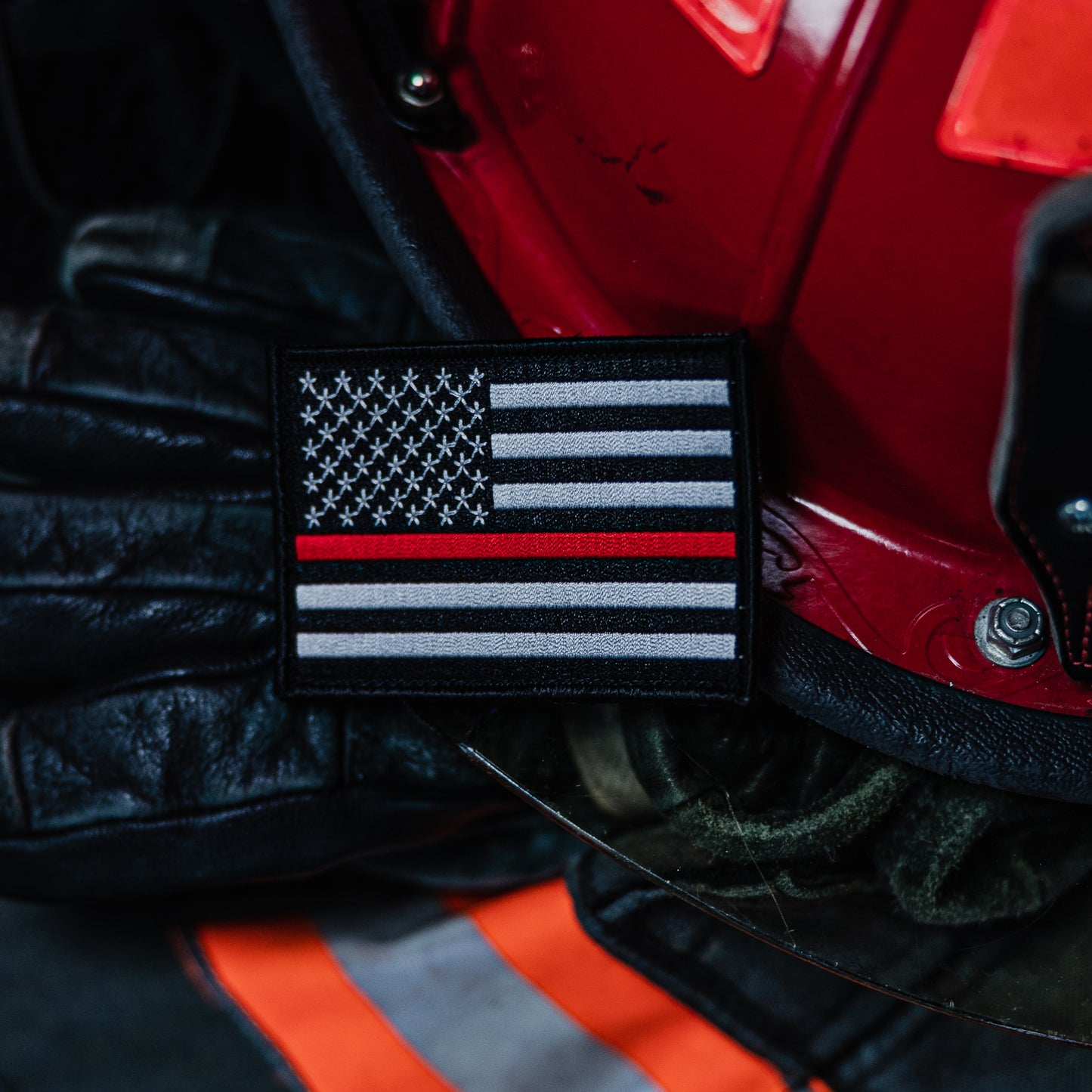 Firefighter Patch - Red Line Flag 