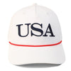 White cap with 'USA' text on a white background