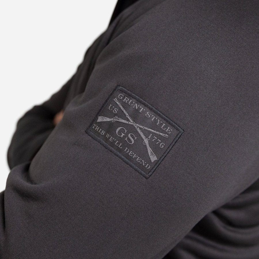 Grunt Style Men's 1/2 Zip Waffle Top - Black