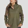 Grunt Style Women's 1/2 Zip Waffle Top - Military Green