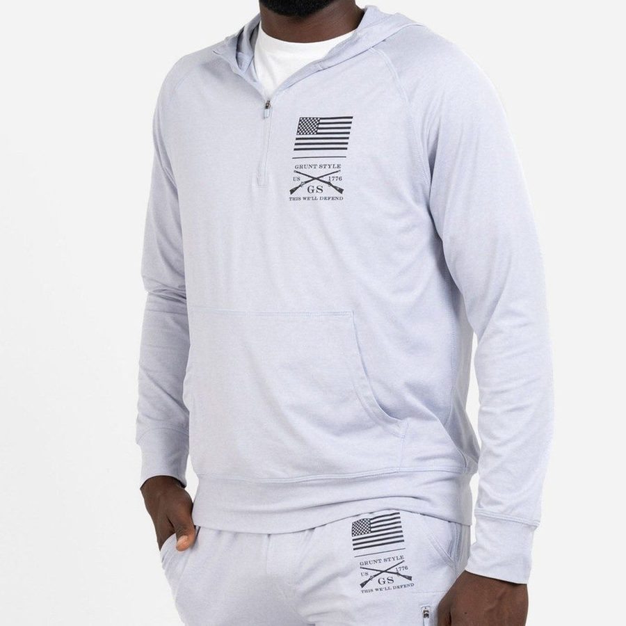 Grunt Style Men's All-Day 1/4 Zip Hoodie - Heather Artic Gray